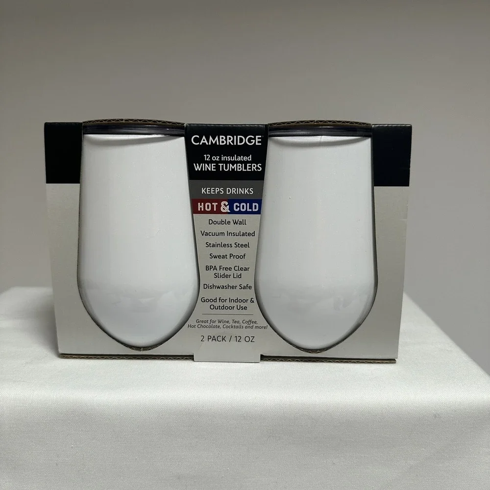 Holiday Cambridge Wine Tumbler Set Insulated 12 oz. Hot or‎ Cold Stay Frosty